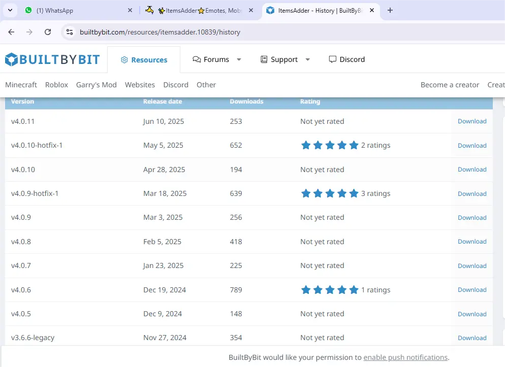 ItemsAdder - History _ BuiltByBit - Google Chrome 21.06.2025 19_06_23.webp