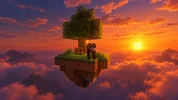 Gün Batımında Yüzen Skyblock Adası.webp
