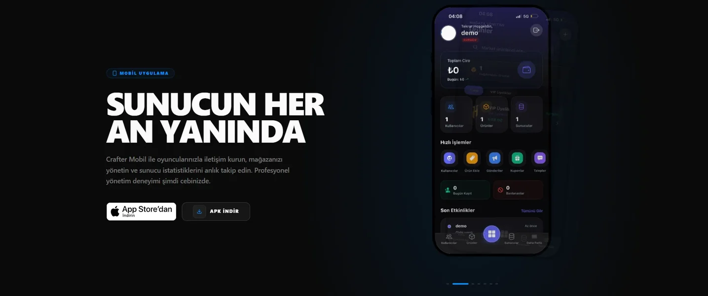 CrafterCMS Modern Mobil Yönetim Paneli 📱