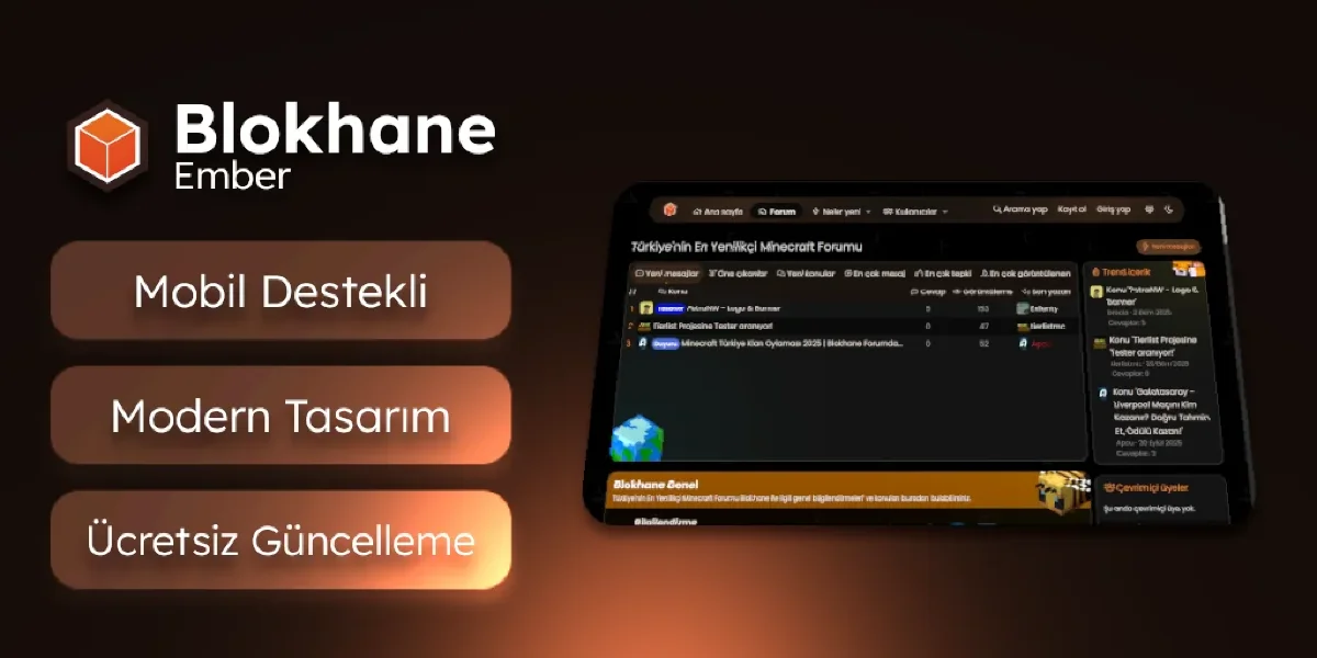 Blokhane Ember | Minecraft Temalı Xenforo Teması | Minefox Studio