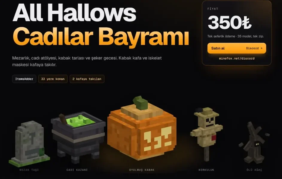 Cadılar Bayramı Seti | 35 Model | ItemsAdder | 350₺ | Minefox Studio