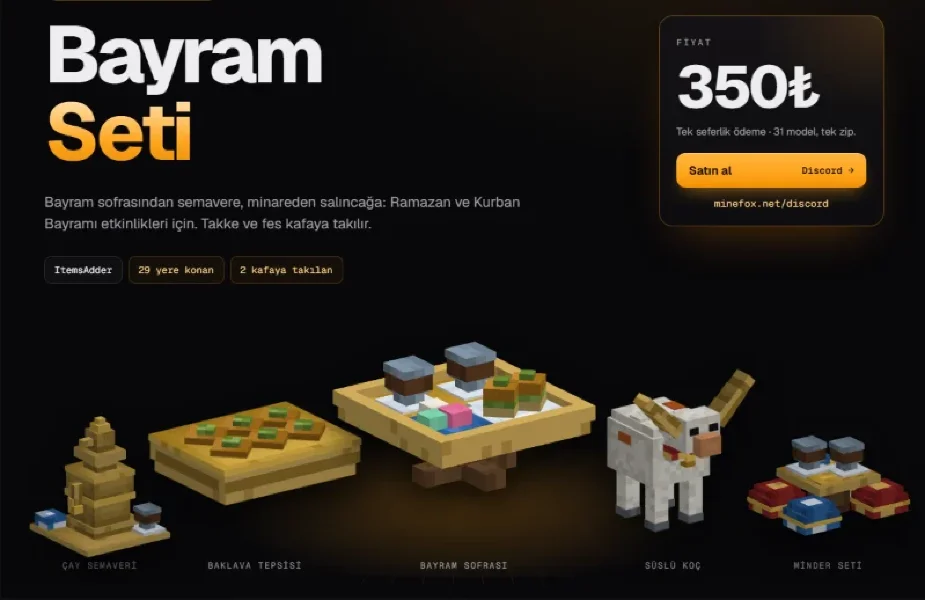 Bayram Seti | 31 Model | ItemsAdder | 350₺ | Minefox Studio