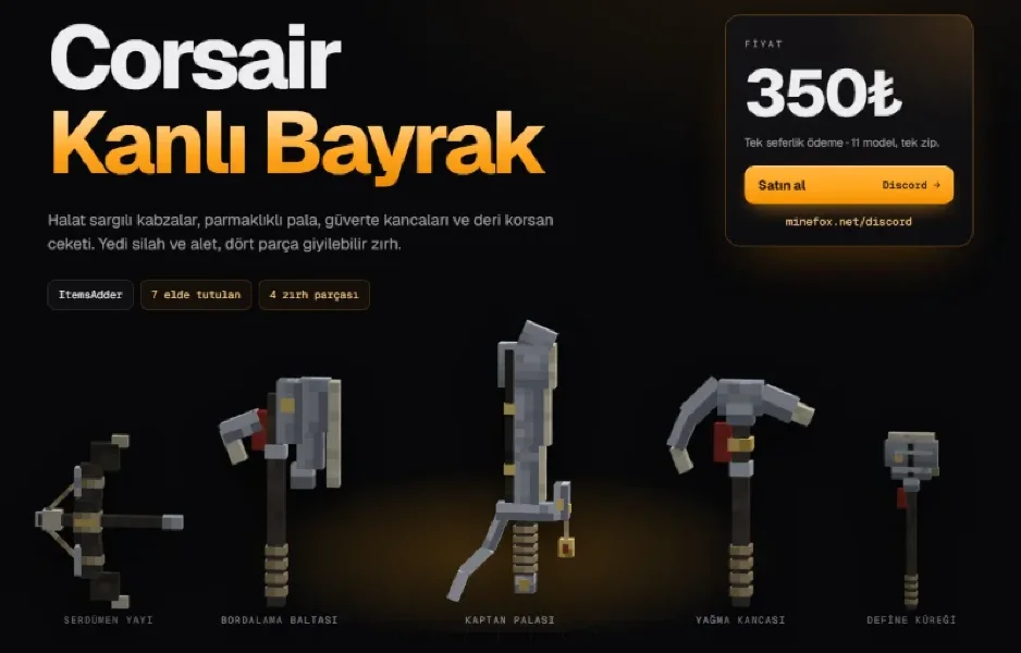 Kanlı Bayrak Seti | 11 Model | ItemsAdder | 350₺ | Minefox Studio