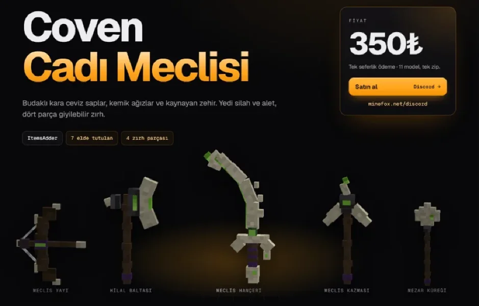Cadı Meclisi Seti | 11 Model | ItemsAdder | 350₺ | Minefox Studio
