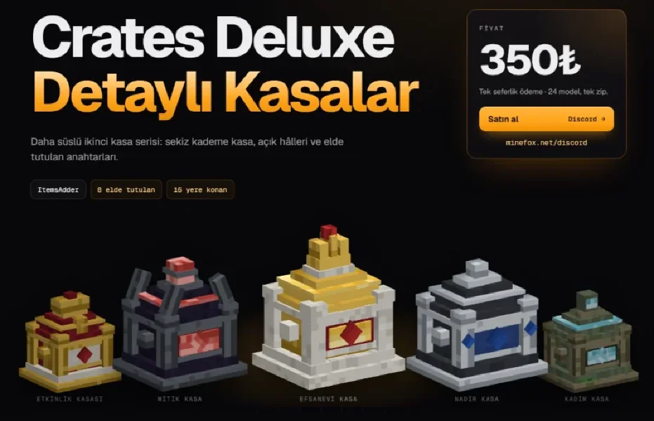 Detaylı Kasa Seti | 24 Model | ItemsAdder | 350₺ | Minefox Studio