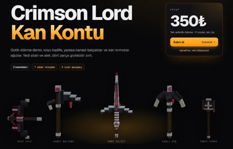 Kan Kontu Seti | 11 Model | ItemsAdder | 350₺ | Minefox Studio