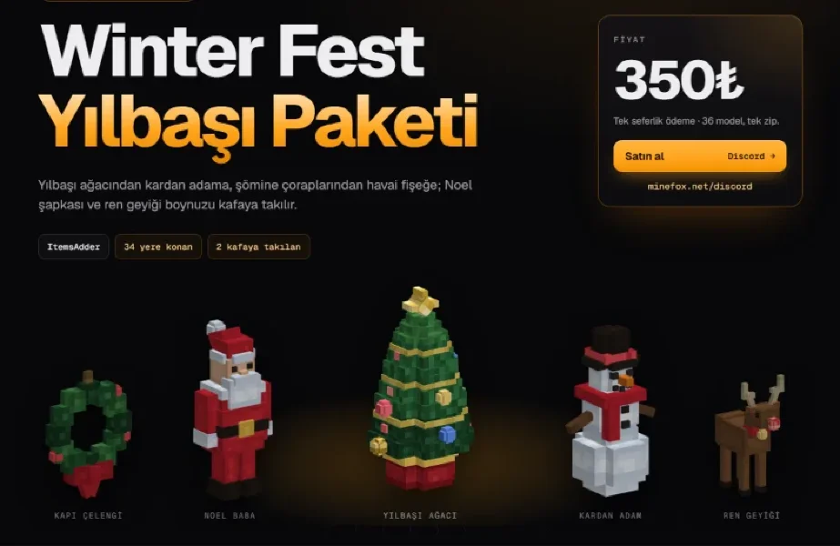 Yılbaşı Paketi | 36 Model | ItemsAdder | 350₺ | Minefox Studio